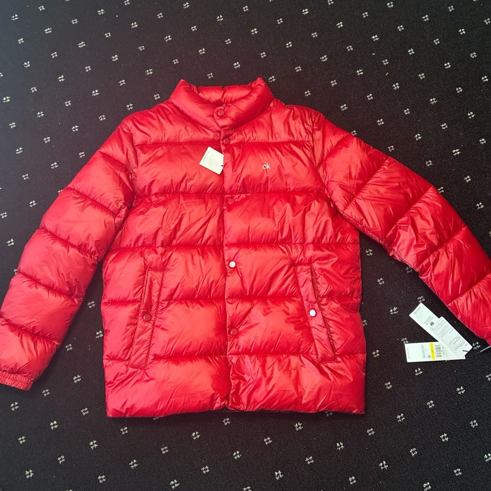 Calvin Klein Vibrant Red Quilted Jacket
